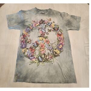 The Mountain Butterfly Flowers Peace Sign SZ S Boho Hippie